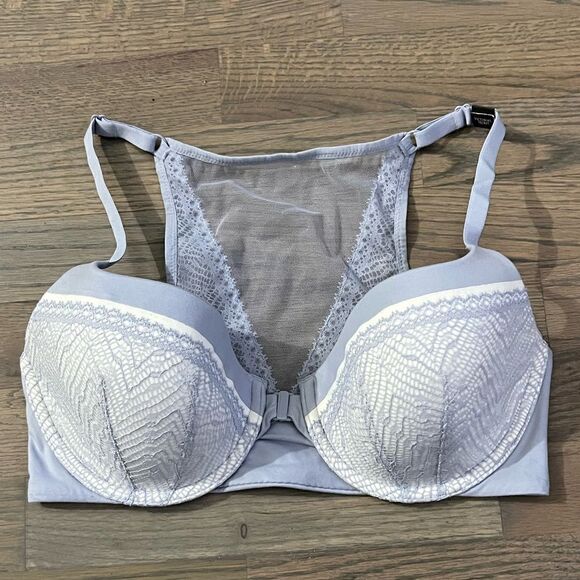 Victoria’s Secret Body Lined Demi mesh Racerback front close light blue bra - Picture 7 of 8